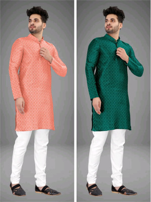 TRUST OUS Men Self Design Straight Kurta(Multicolor)