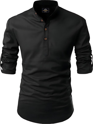 Kavyangle Creation Men Solid Straight Kurta(Black)