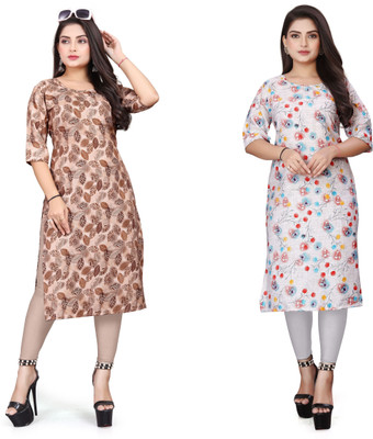 Jayshree Fab Women Printed, Floral Print Straight Kurta(Multicolor)