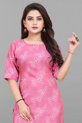 Vishwa Collection Mall Women Printed A-line Kurta(Pink)