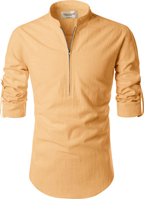 UNIFAV Men Solid Pathani Kurta(Orange)