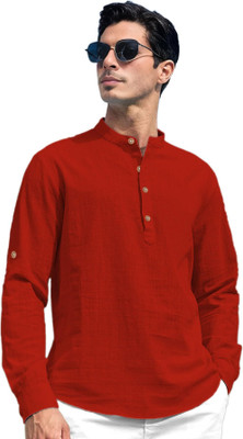 Navkanj Men Self Design Straight Kurta(Red)