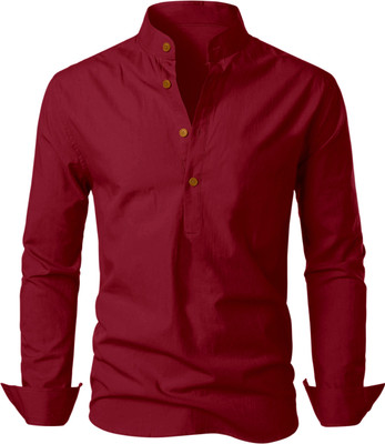 Fashion Marts Men Solid Straight Kurta(Maroon)