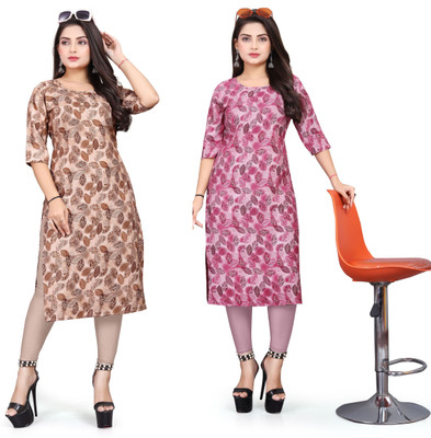 deshmi fashion Women Printed Straight Kurta(Multicolor)