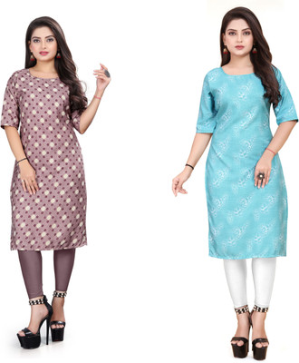 WOMENSILKFABRIC Women Printed A-line Kurta(Multicolor)