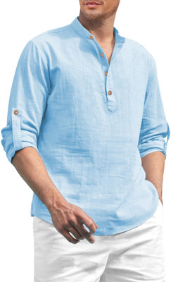 Navkanj Men Solid A-line Kurta(Light Blue)