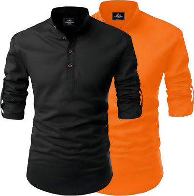 KASHIBAA Men Solid Straight Kurta(Multicolor)
