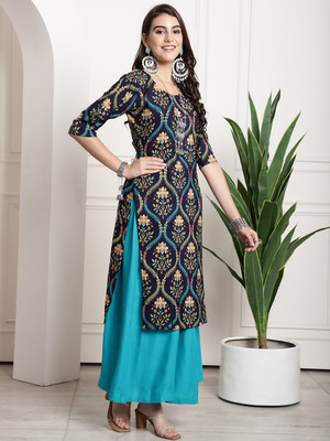 1 Stop Fashion Women Printed Straight Kurta(Multicolor)