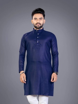 SUFFY CREATION Men Solid Straight Kurta(Dark Blue)