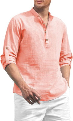 Navkanj Men Solid A-line Kurta(Orange)