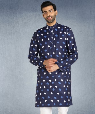 Hangup Plus Men Printed Ethnic Dress Kurta(Dark Blue)