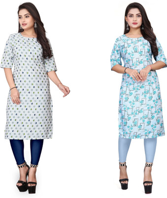 HARISH TEXTILE Women Printed Straight Kurta(Multicolor)