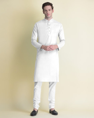 JENJEE Men Solid Straight Kurta(White)