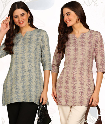 DSK STUDIO Women Printed Tunic Kurta(Maroon)