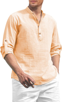 Navkanj Men Solid A-line Kurta(Orange)