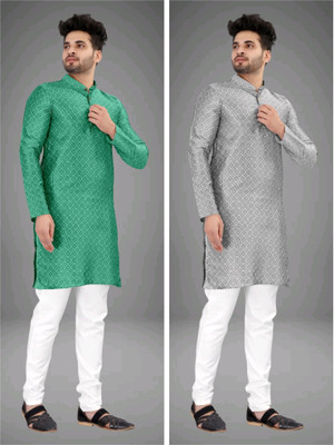 TRUST OUS Men Self Design Straight Kurta(Multicolor)
