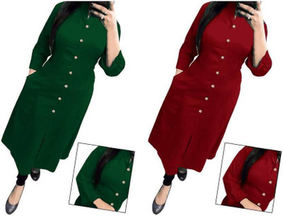 AAI MOGAL Women Solid Straight Kurta(Multicolor)