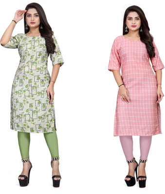 HARISH TEXTILE Women Printed Straight Kurta(Multicolor)