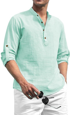 SQS Men Solid A-line Kurta(Silver)