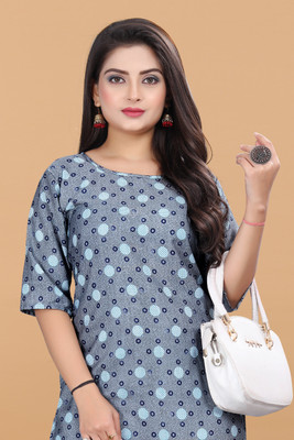 ANITA LYCRA Women Printed A-line Kurta(Blue)