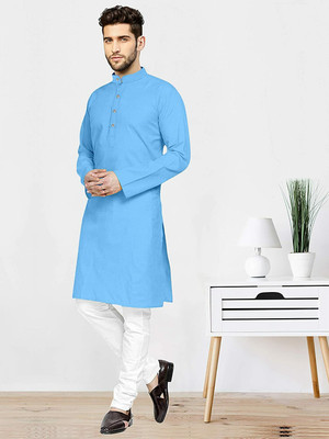 ANREX Men Solid Straight Kurta(Light Blue)