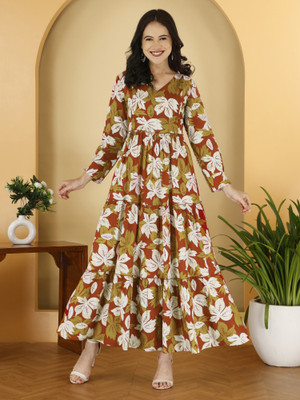 jbmart Women Printed Anarkali Kurta(Red)