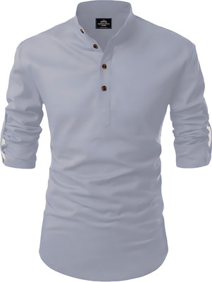 Kavyangle Creation Men Solid Straight Kurta(Grey)