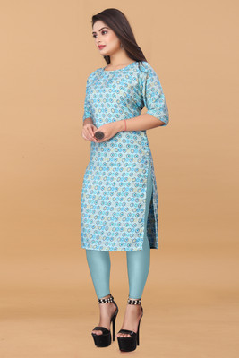 DB COLLECTION Women Printed A-line Kurta(Light Blue)