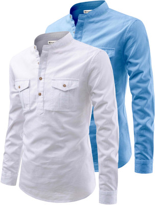 RAREMARK Men Solid Straight Kurta(Silver)