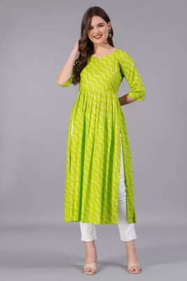 RILAKE Women Printed Anarkali Kurta(Green)