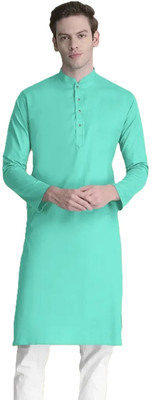 OMKAR EN TRENDS Men Printed Straight Kurta(Light Green)