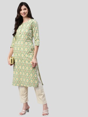 Aarika Women Printed Straight Kurta(Green)