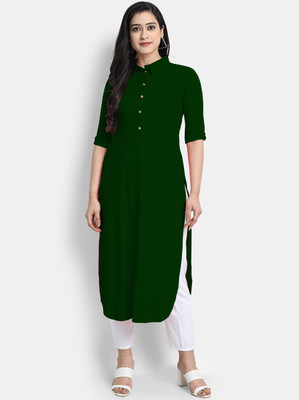 AMAR CREATION Women Solid A-line Kurta(Green)