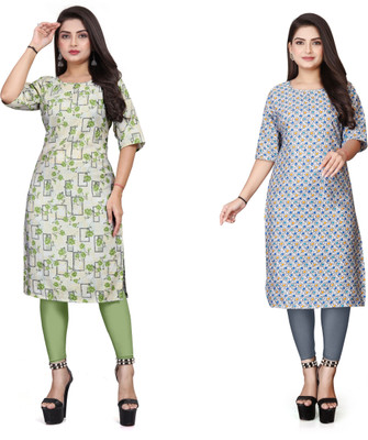 RIDDHI COLLECTION MALL Women Printed Straight Kurta(Multicolor)