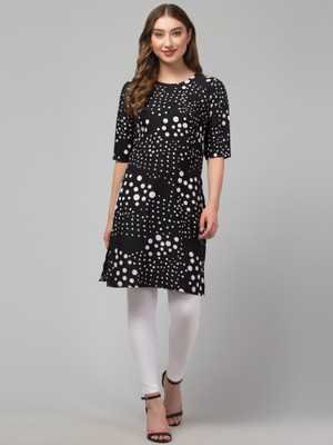 E&A Enterprises Women Printed Straight Kurta(Black)
