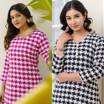 AUZAAI COLLECTION Women Self Design Straight Kurta(Multicolor)