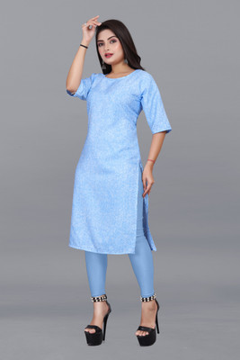 Alpha Fashion Women Printed A-line Kurta(Blue)