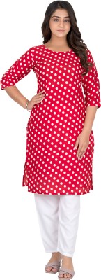 SEYSTA Women Printed Straight Kurta(Red)