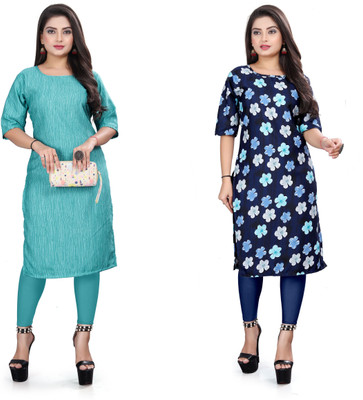 RIDDHI COLLECTION MALL Women Printed Straight Kurta(Multicolor)