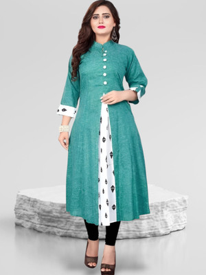 RANGRASIYA FASHION Women Printed A-line Kurta(Light Blue)