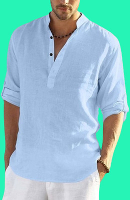 ZAKOD Men Solid Straight Kurta(Light Blue)