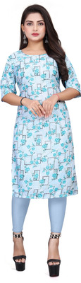 WOMENSILKFABRIC Women Printed Straight Kurta(Multicolor)