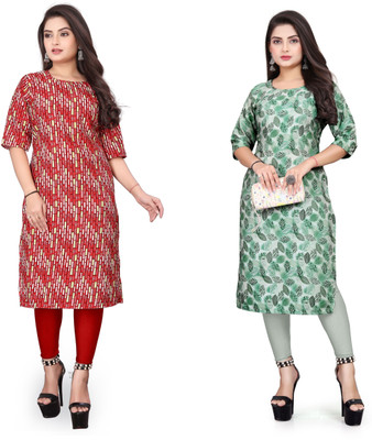 HARISH TEXTILE Women Printed Straight Kurta(Multicolor)