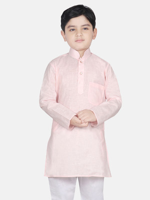 SG YUVRAJ Boys Solid Straight Kurta(Pink)