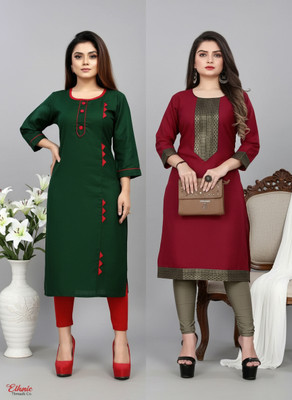 Nav Nidhi Creation Women Chikan Embroidery Kurta(Multicolor)