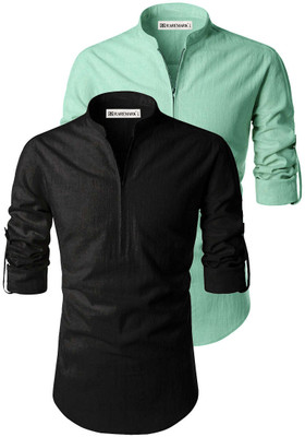 RAREMARK Men Solid Straight Kurta(Light Green)