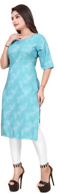 HARISH TEXTILE Women Printed A-line Kurta(Blue)