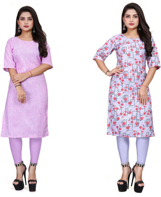 SANJUGARMENT Women Printed, Floral Print A-line Kurta(Multicolor)