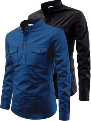 RAREMARK Men Solid Straight Kurta(Blue)