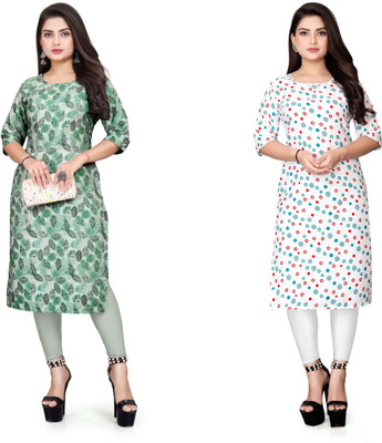 SANJUGARMENT Women Printed Straight Kurta(Multicolor)